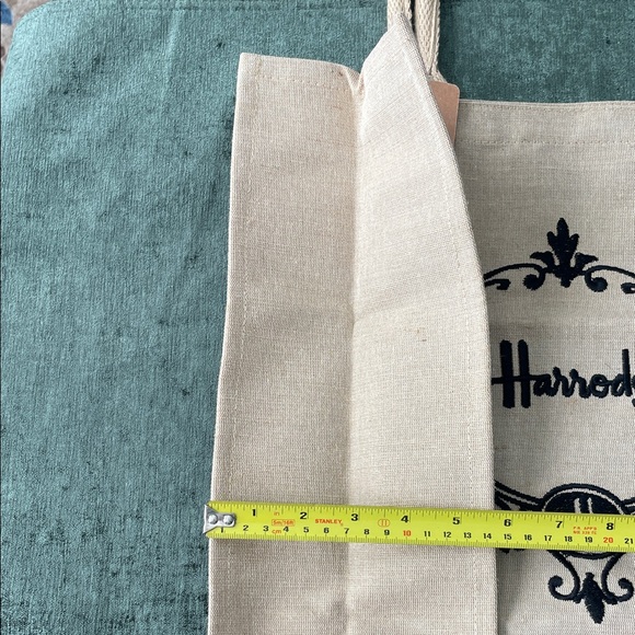 Harrods Natural Canvas Tote with Black Embroidery - Picture 4 of 5